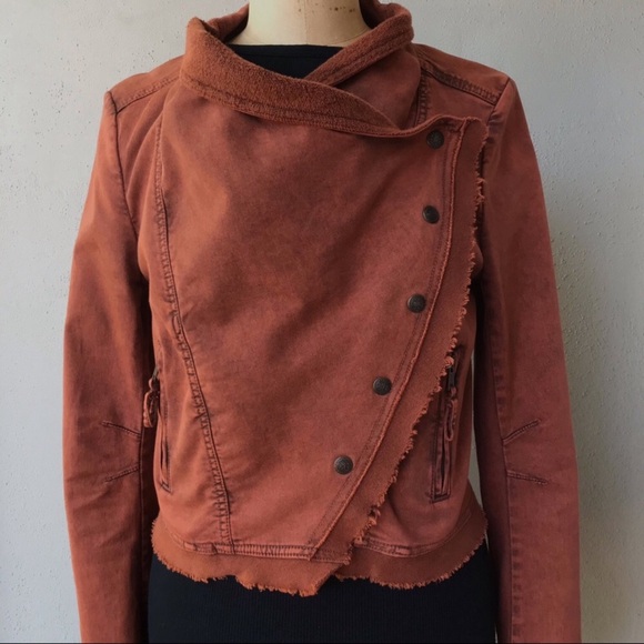 Free People Jacket Size-XS Draped Moto Orange EUC - Picture 4 of 8